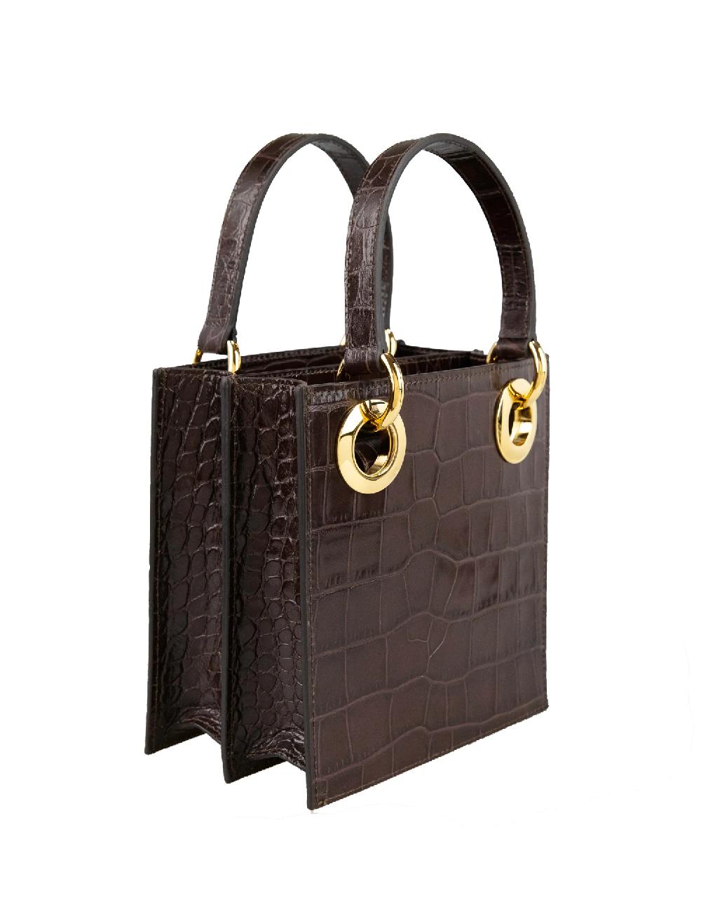 Subella London Mini Sabrina • Brown Croc & Gold