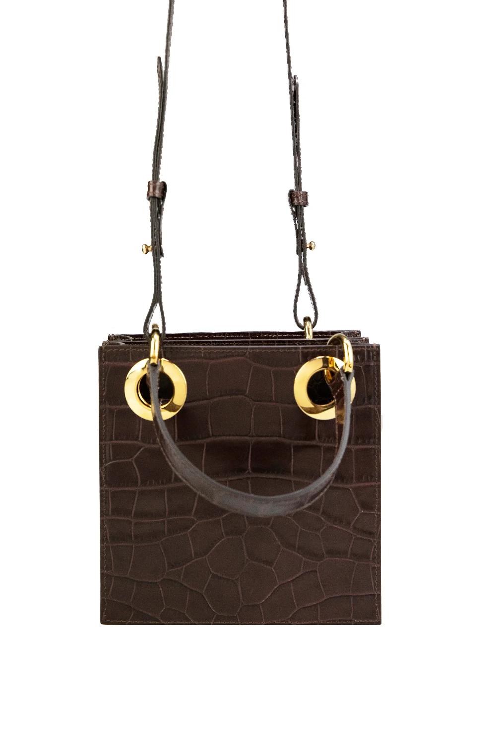 Subella London Mini Sabrina • Brown Croc & Gold