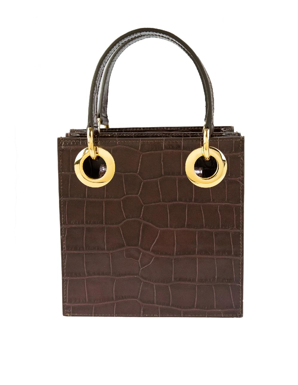 subella london Mini Sabrina • Brown Croc & Gold