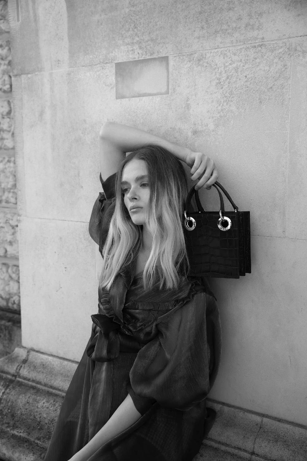 Subella London Mini Sabrina • Navy Croc & Silver