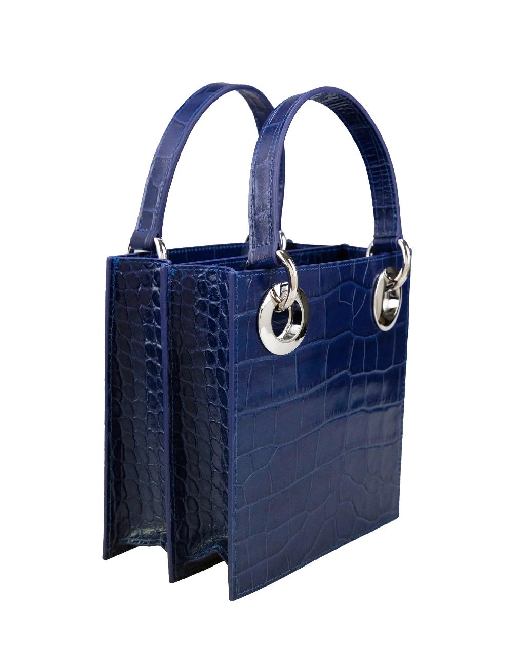 Subella London Mini Sabrina • Navy Croc & Silver