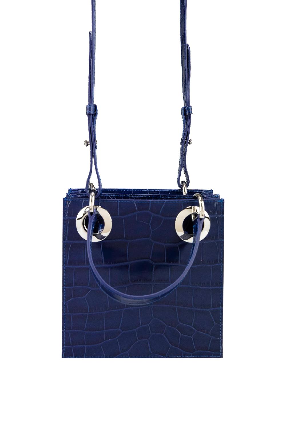 Subella London Mini Sabrina • Navy Croc & Silver