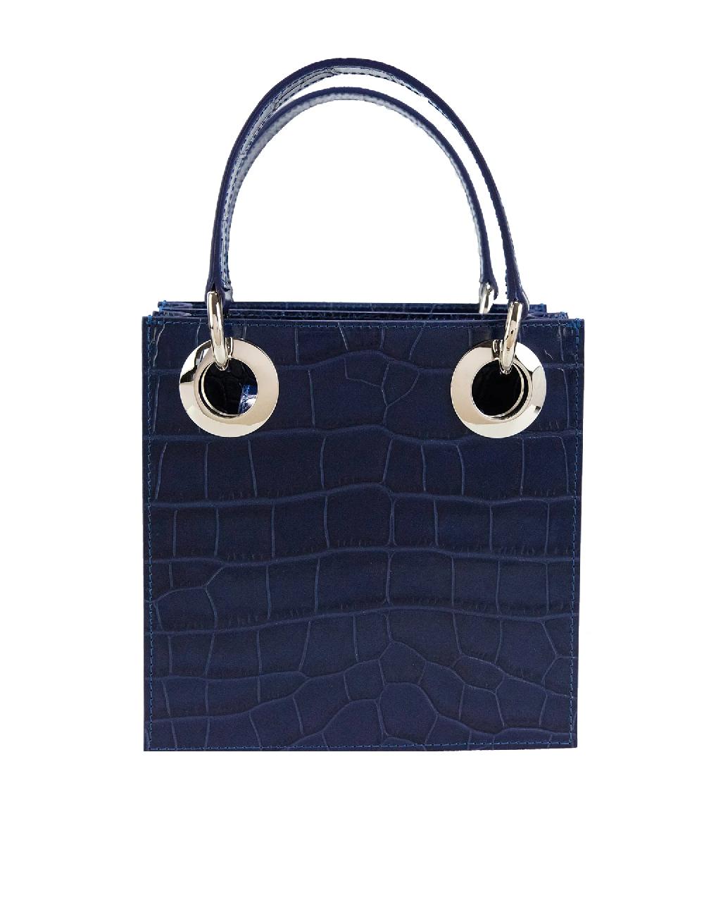 subella london Mini Sabrina • Navy Croc & Silver