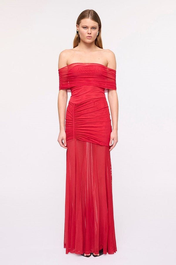 Suboo Phoenix Bustier Maxi Dress With Removable Scarf And Sash – Red
