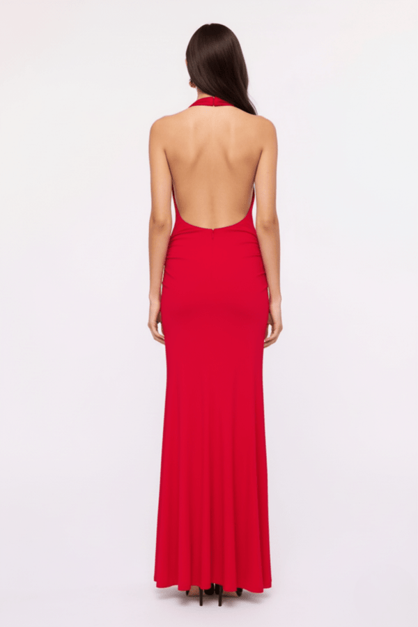 Suboo Ruby Slinky Jersey Halter Maxi Dress – Cherry Red