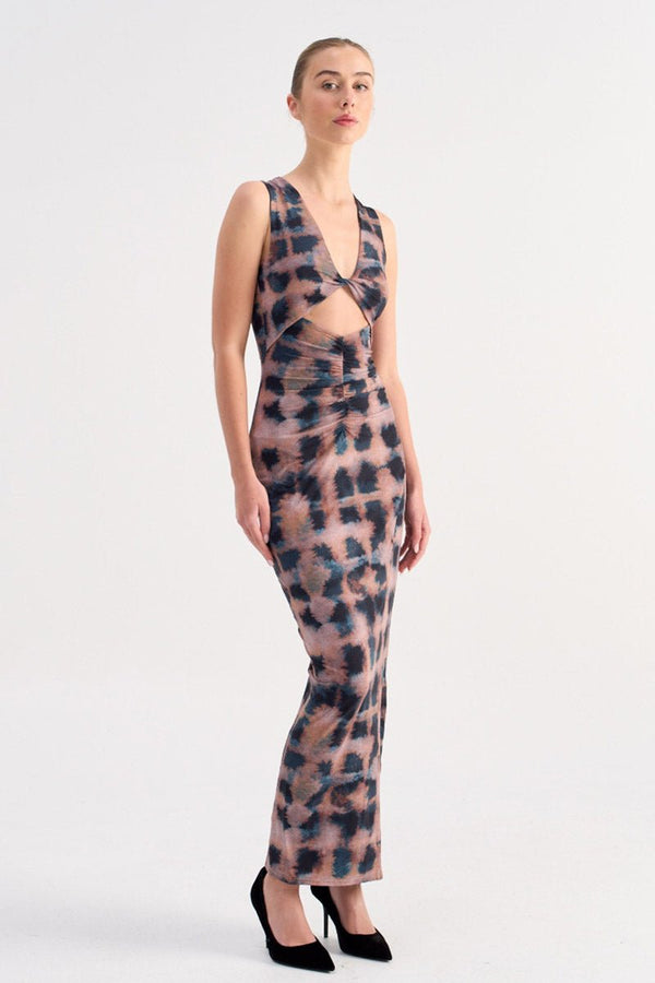 Suboo Shibori Sleeveless Reversible Twist Front Maxi