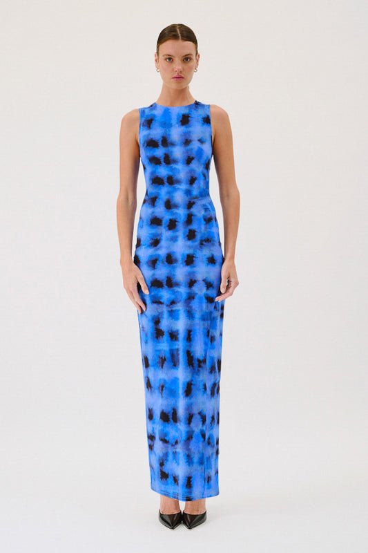 Suboo Shibori Sleeveless Reversible Twist Front Maxi - Blue