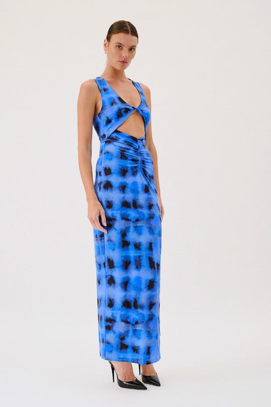 Suboo Shibori Sleeveless Reversible Twist Front Maxi - Blue