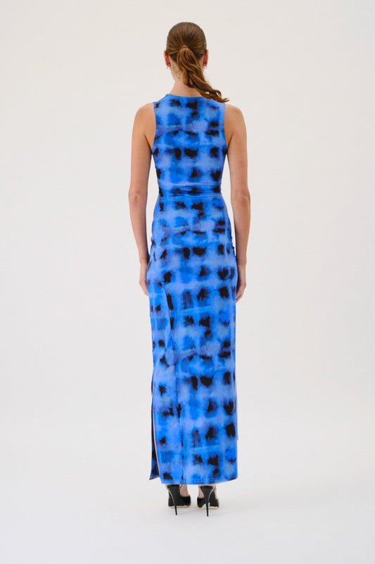 Suboo Shibori Sleeveless Reversible Twist Front Maxi - Blue