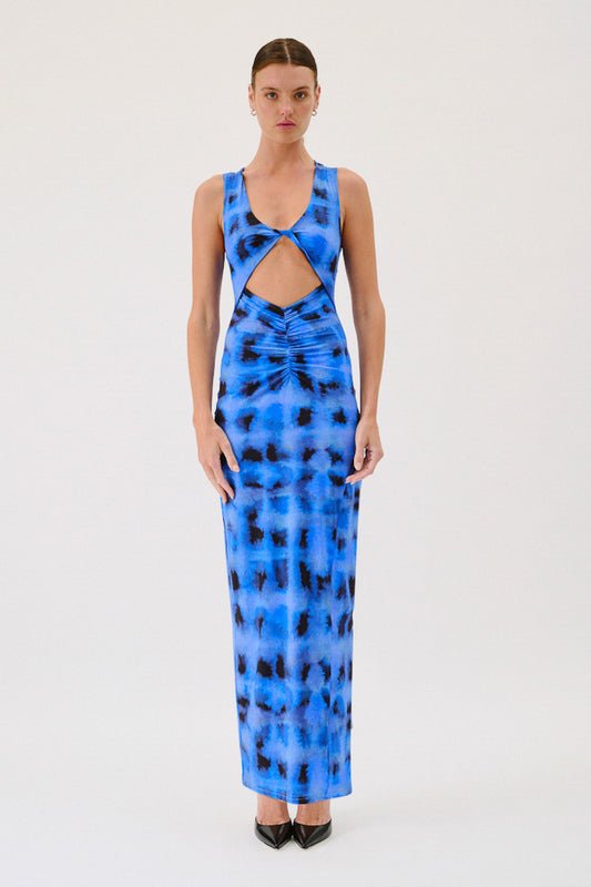 suboo Shibori Sleeveless Reversible Twist Front Maxi - Blue