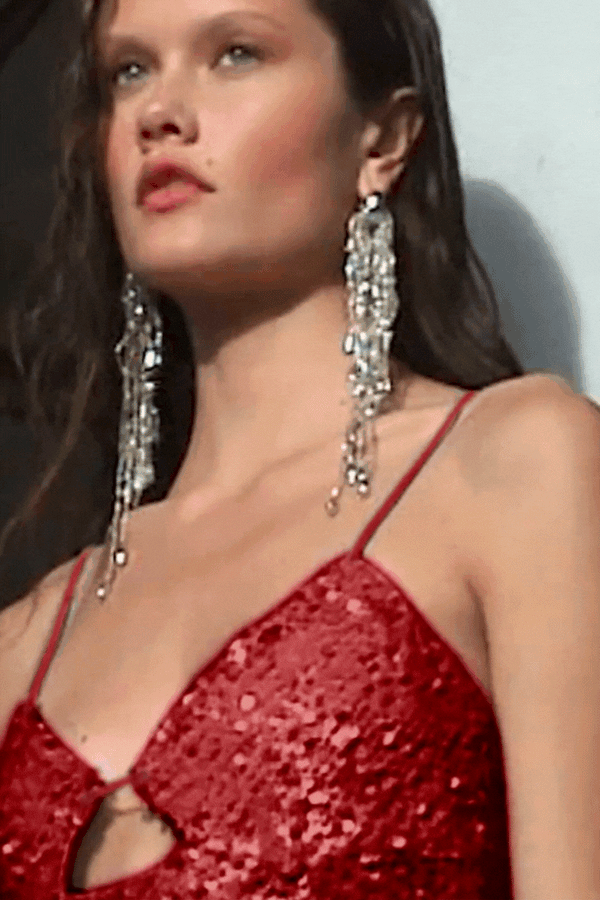 Suboo Allure Sheer Sequin Maxi Dress – Red