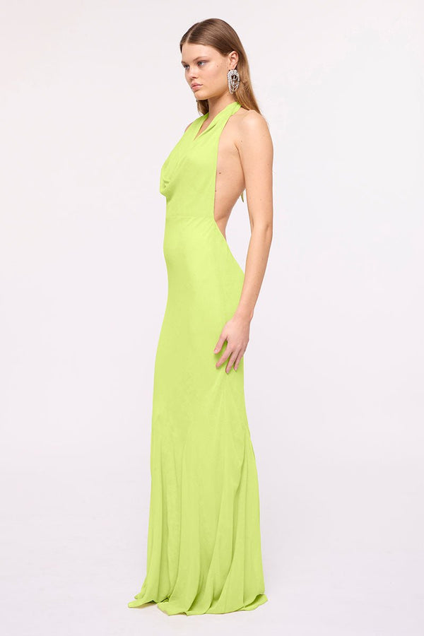 Suboo Audrey Cowl Maxi Dress-Chartreuse