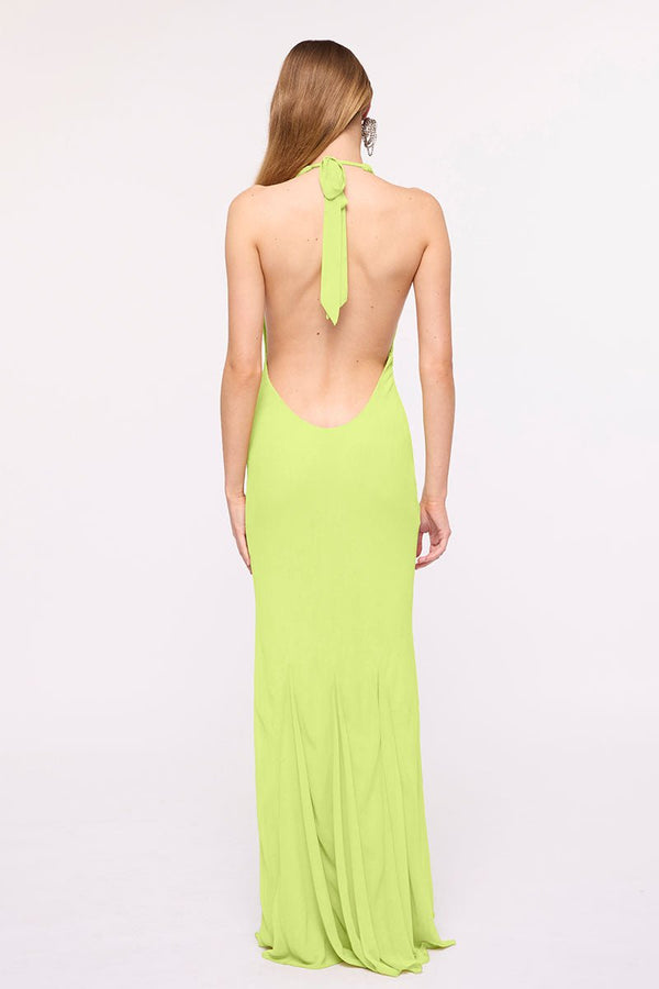 Suboo Audrey Cowl Maxi Dress-Chartreuse