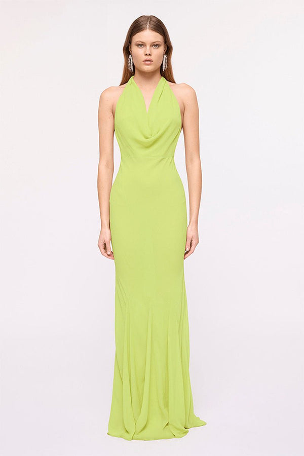 suboo Audrey Cowl Maxi Dress-Chartreuse
