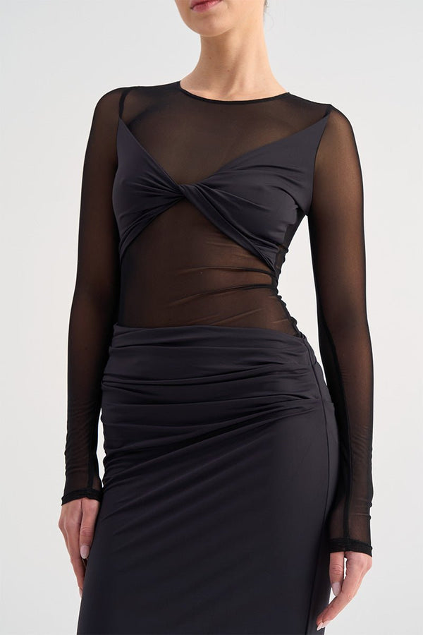 Suboo Auguste Long Sleeve Mesh Jersey Maxi - Black