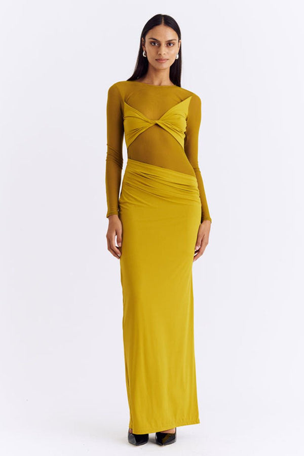 suboo Auguste Long Sleeve Mesh Jersey Maxi - Citron