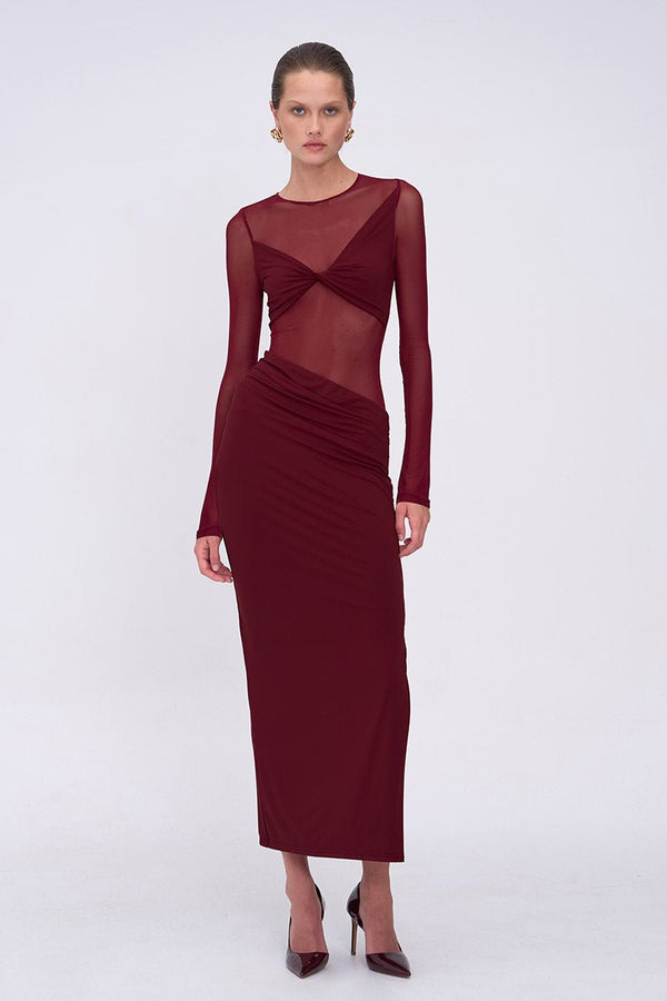 Suboo Auguste Long Sleeve Mesh Jersey Maxi Dress