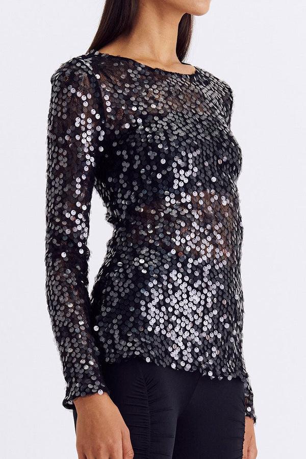 Suboo Ava Lace Sequin Long Sleeve Top