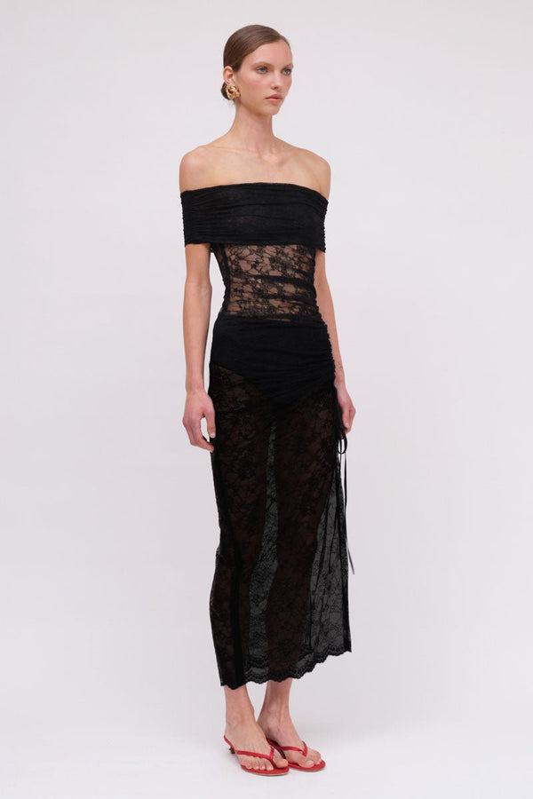 Suboo Beau Lace Off Shoulder Midi - Black