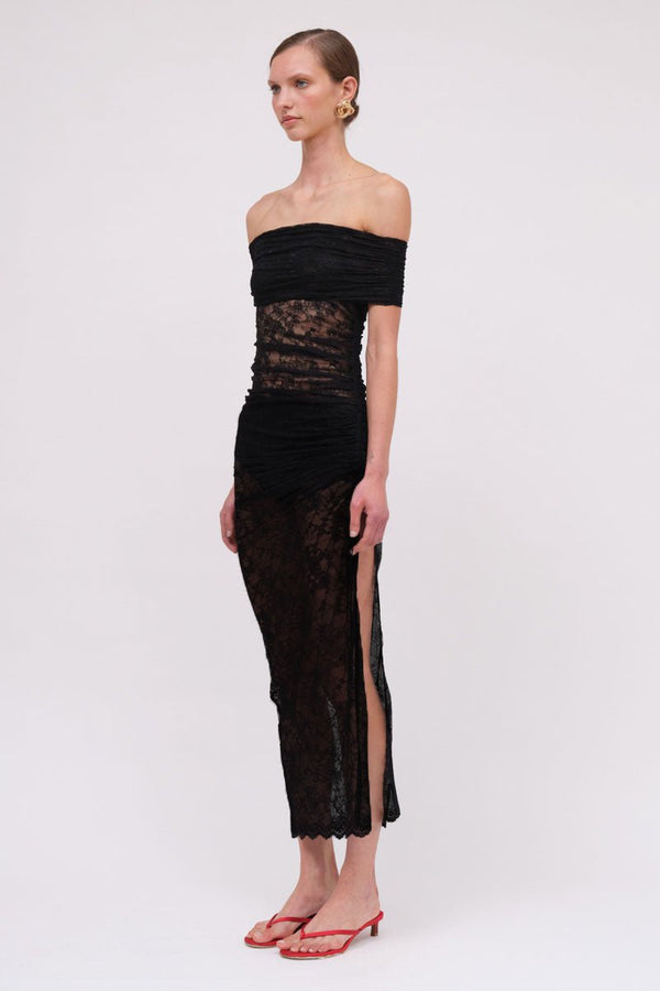 Suboo Beau Lace Off Shoulder Midi - Black