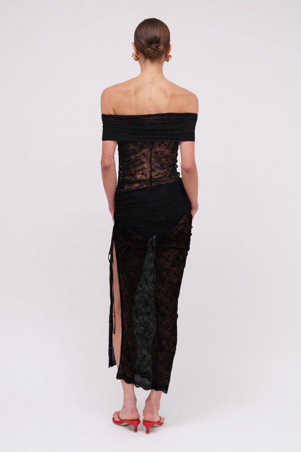 Suboo Beau Lace Off Shoulder Midi - Black