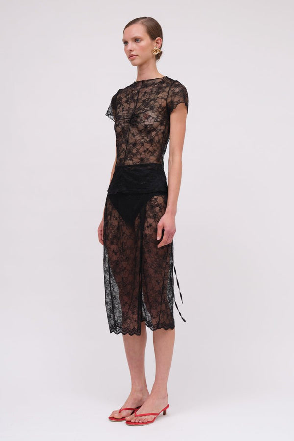 suboo Beau Lace Wrap Midi Skirt