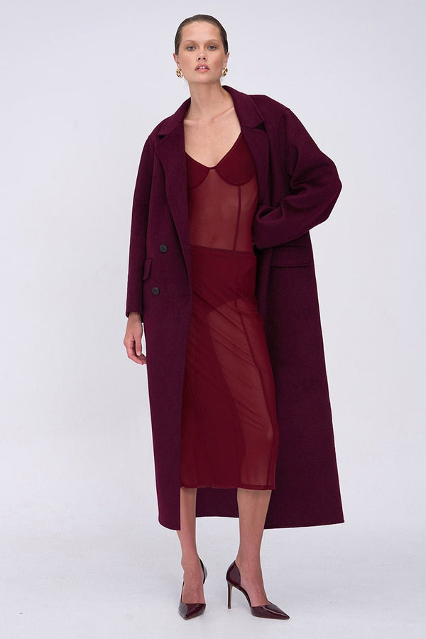 Suboo Bowie Brushed Coat - Bordeaux
