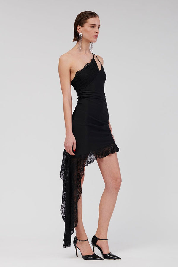 Suboo Cannes Lace Panel One Shoulder Mini Dress