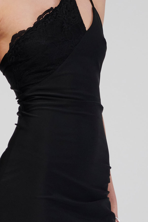 Suboo Cannes Lace Panel One Shoulder Mini Dress