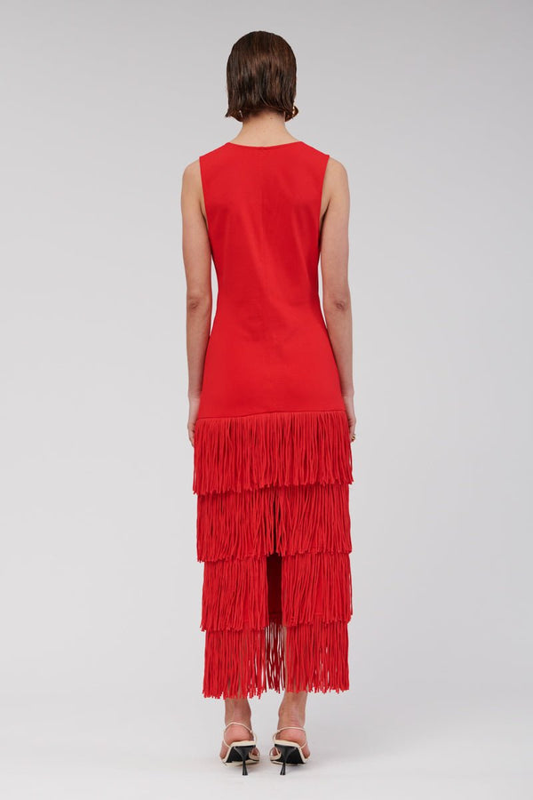 Suboo Carmen Sleeveless Fringe Hem Maxi