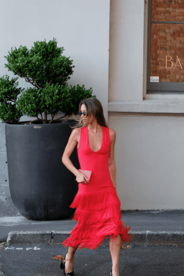 Suboo Carmen Sleeveless Fringe Hem Maxi