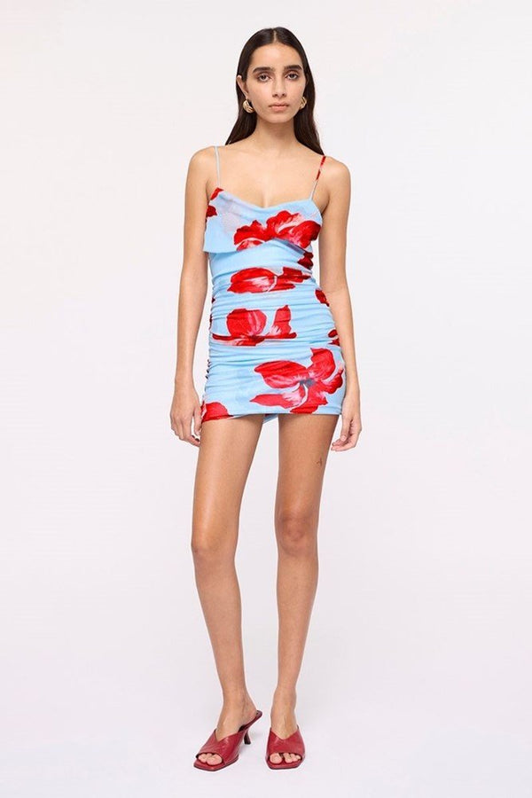 suboo Chloe Floral Mesh Mini Dress – Blue Pink