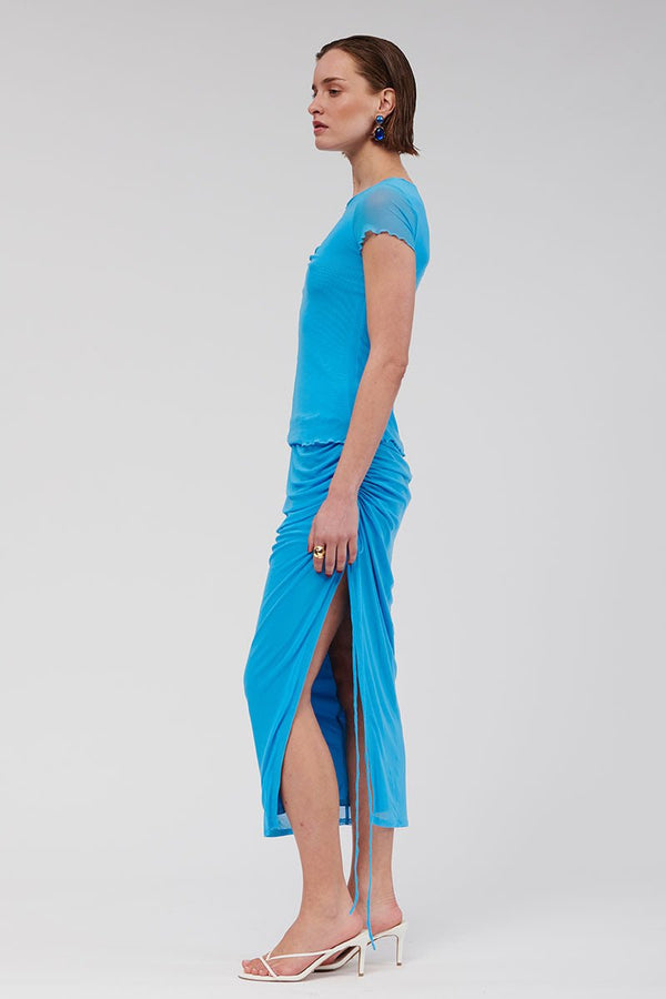 Suboo Christy Cap Sleeve Gathered Front Top - Blue