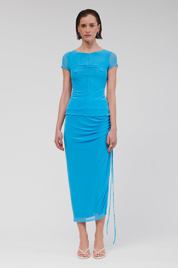 suboo Christy Cap Sleeve Gathered Front Top - Blue