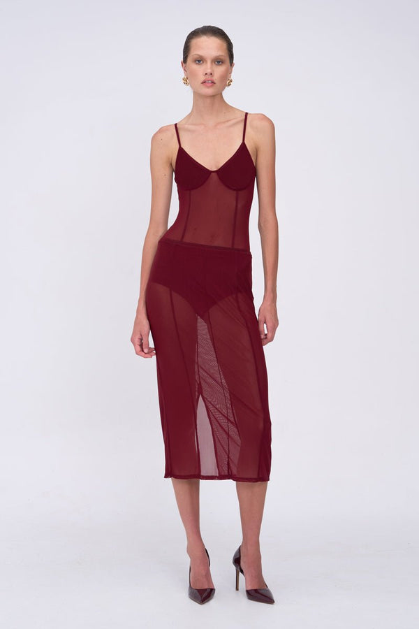 Suboo Christy Mesh Panelled Midi Skirt With Brief