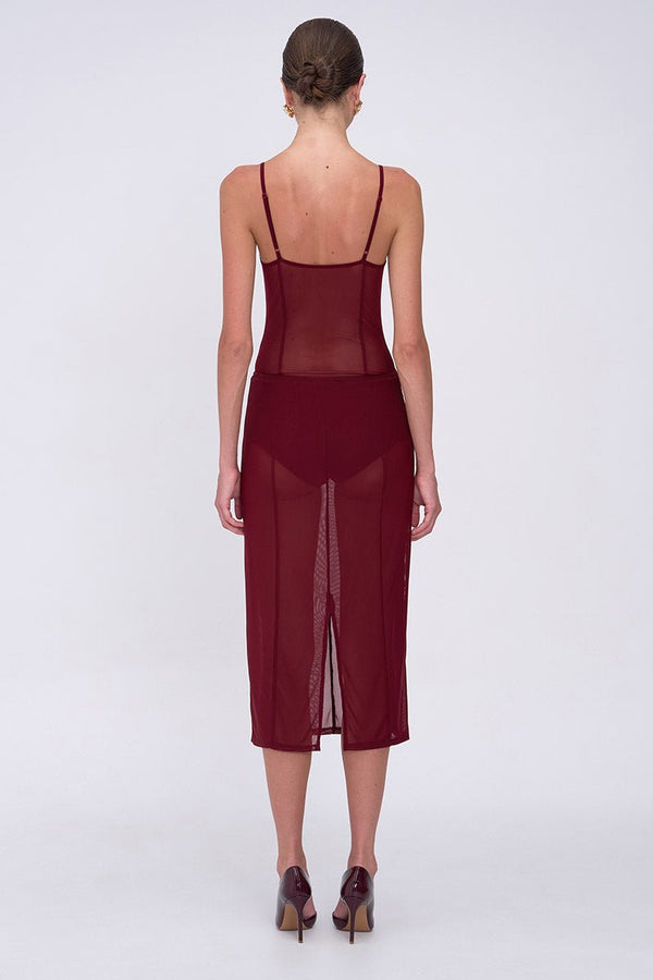 Suboo Christy Mesh Panelled Midi Skirt With Brief