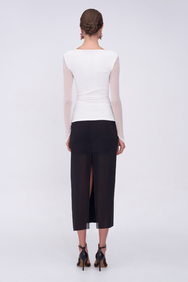Suboo Christy Mesh Ruched Front Long Sleeve Top