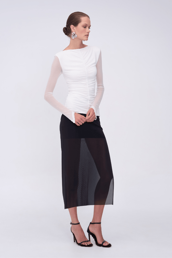 suboo Christy Mesh Ruched Front Long sleeve Top