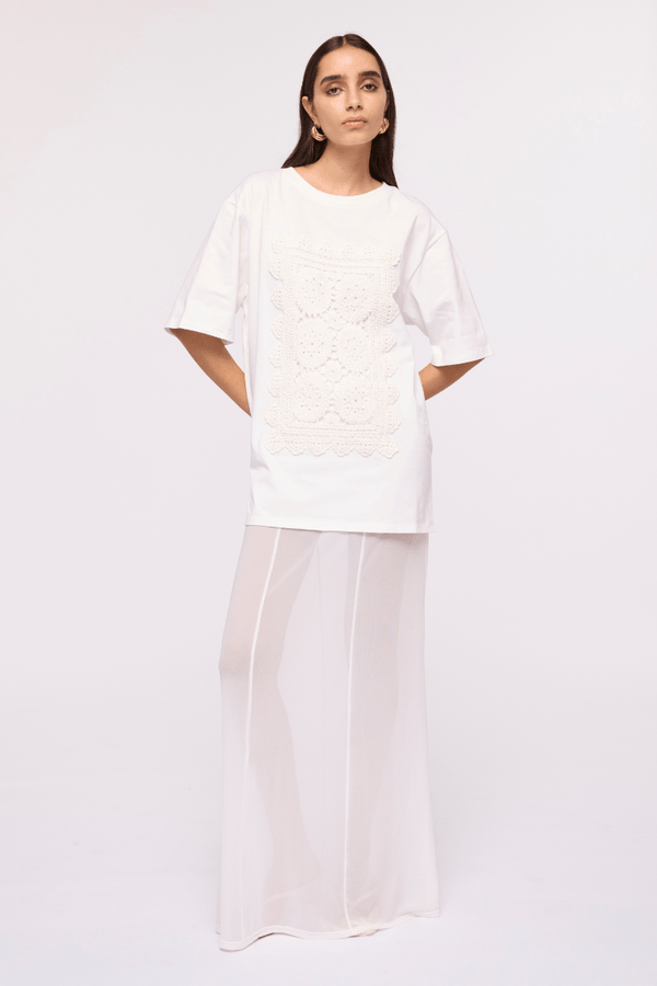 Suboo Cleo Sheer Mesh Maxi Skirt – White