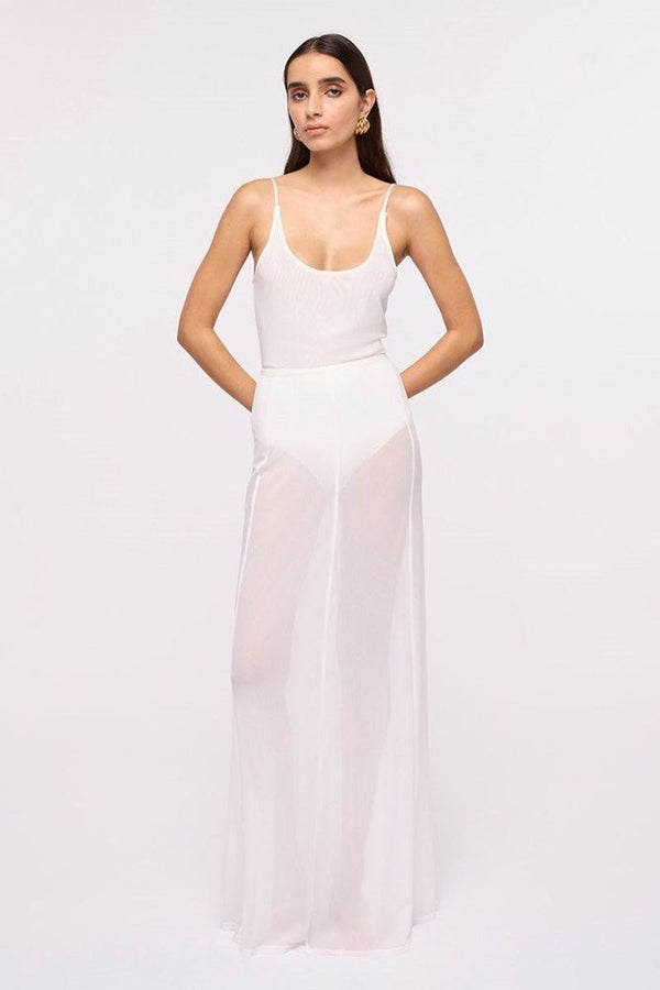 suboo Cleo Sheer Mesh Maxi Skirt – White