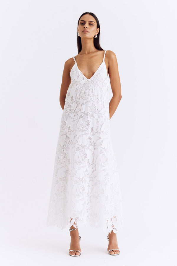 suboo Eve A-line lace Maxi Dress - White