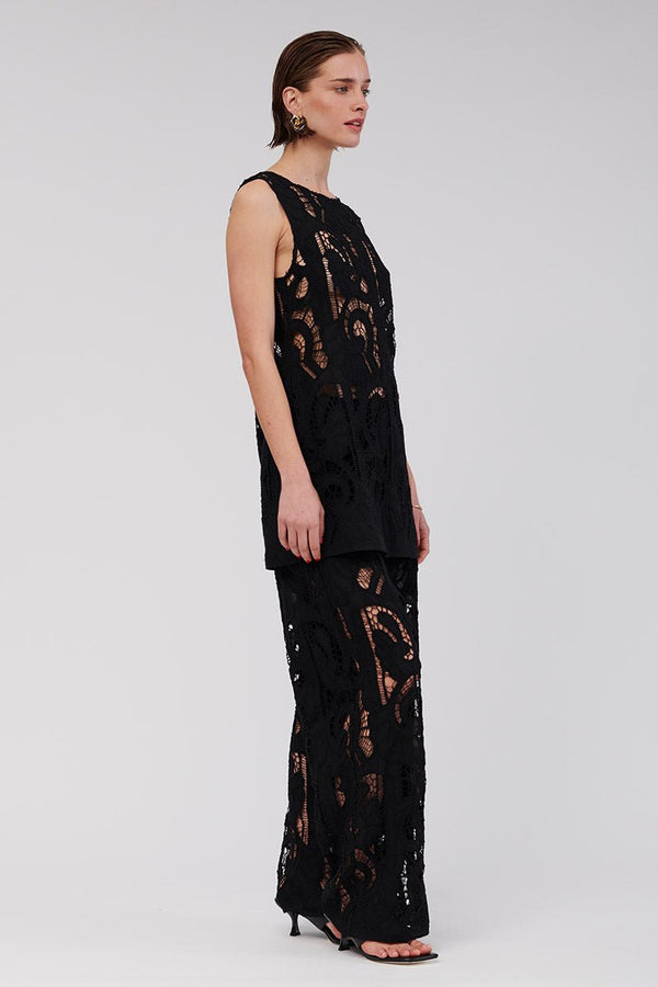 Suboo Florence Lace Wide Leg Pants - Black