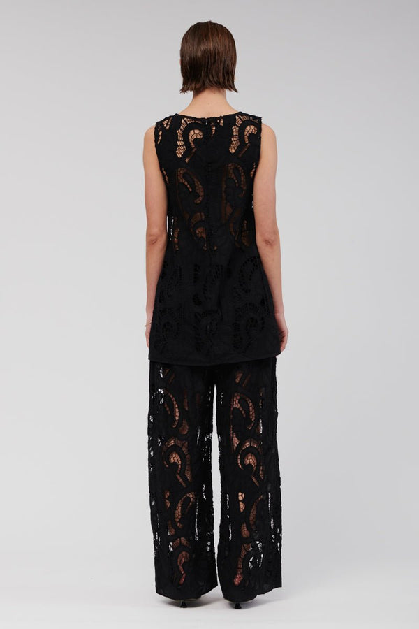 Suboo Florence Lace Wide Leg Pants - Black