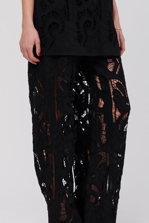 Suboo Florence Lace Wide Leg Pants - Black