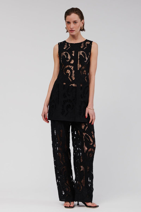 suboo Florence Lace Wide Leg Pants - Black