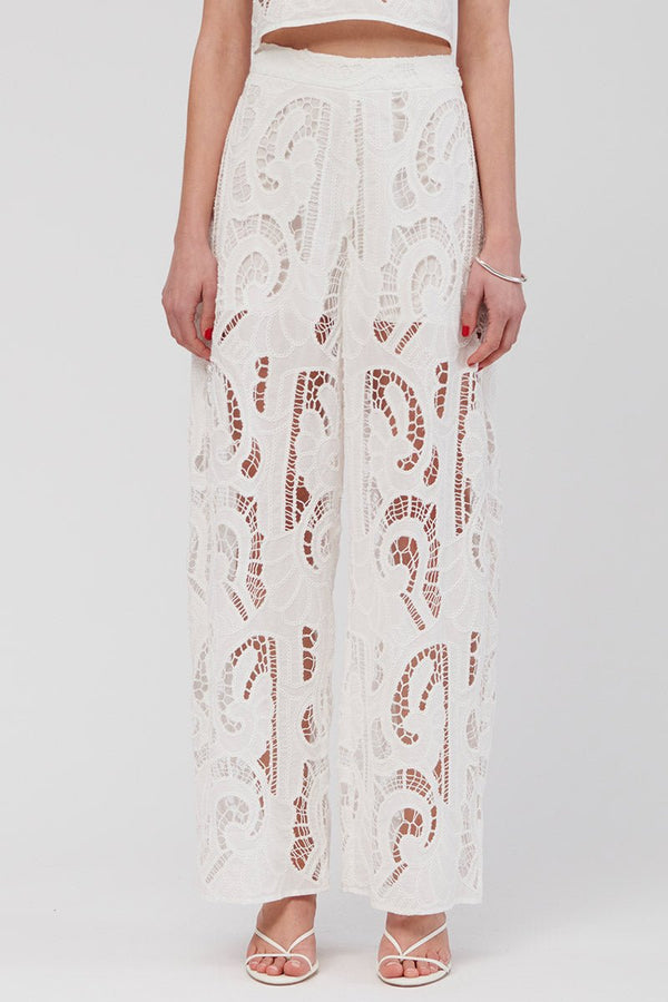 Suboo Florence Lace Wide Leg Pants - White