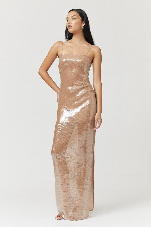 suboo Frankie Strappy Sequin Maxi Dress - Nude