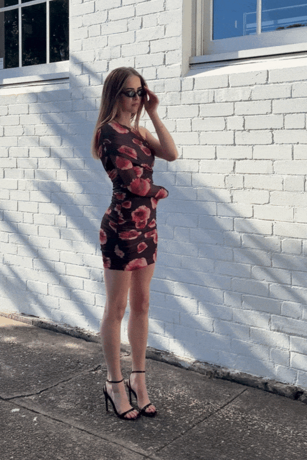 Suboo Frida Draped Off Shoulder Long Sleeve Mini