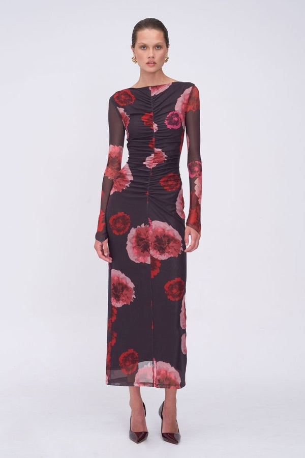 suboo Frida Ruched Front Long Sleeve Maxi Dress