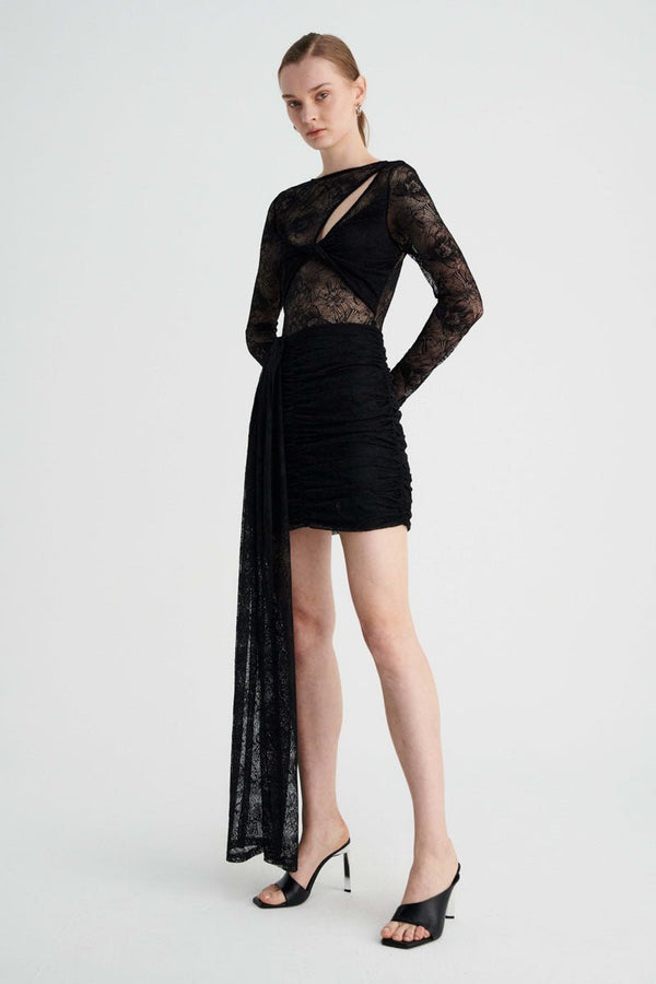 suboo Gemini Detachable Train Lace Mini Skirt